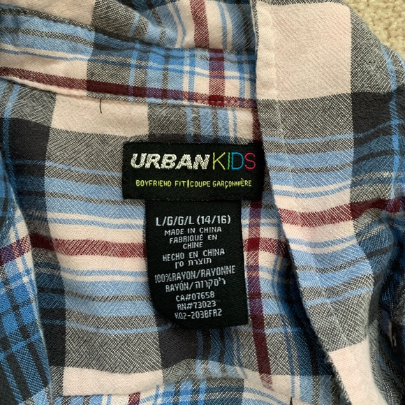 Urban Kids Blue & Burgundy Flannel - Picture 3 of 4